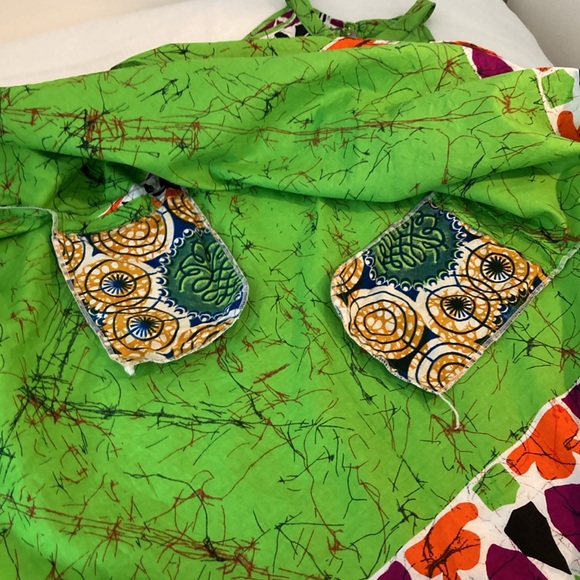 Sara Wax a line dress lime orange magenta L Handmade - Picture 14 of 16